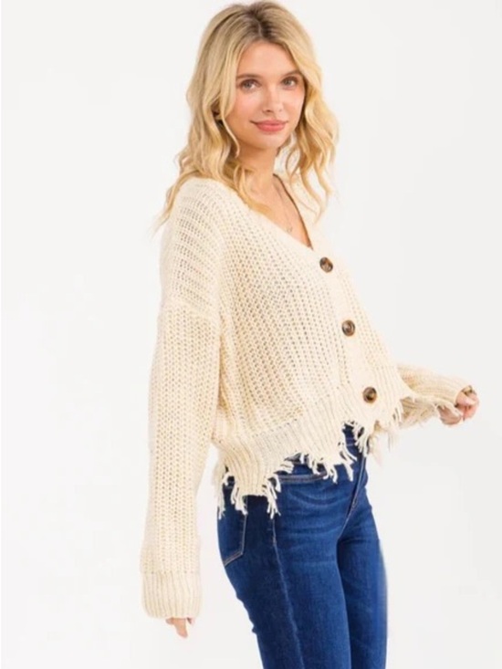 Hayden Sweaters - Hayden Los Angeles cream crochet crop sweater